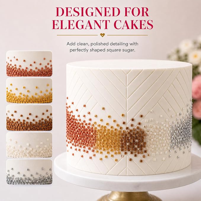 Confect Sparkling Sugar for Baking & Cake Decoration Sugar Assorted pack of 5 Metallic Mania Sparkling Sprinkles Mix Bronze, Gold, Copper Pearl & Sliver | Vegan, Gluten-Free, Soy-Free, Dairy-Free, Palm Oil-Free- 5 oz