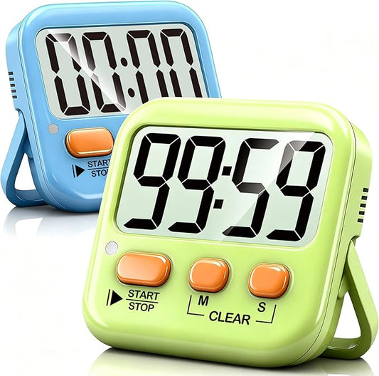 Antonki 2 Pack Digital Timer for Kids, Magnetic Countdown Kitchen Timers for Cooking, Egg, Classroom, Teacher, Exercise, Study, Oven - Battery Included
