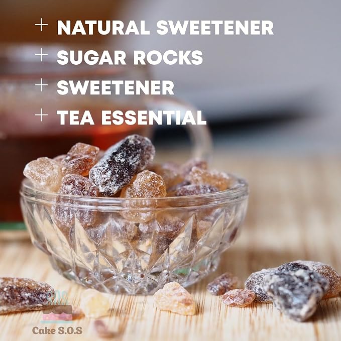 Pure and Natural Large Dark Brown Rock Sugar Crystals for Tea and Coffee, Pure and Natural, 1-Pound Bag