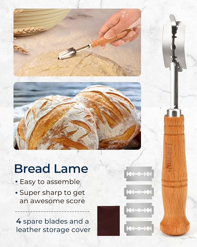 Lorzon Banneton Bread Proofing Baskets Set of 2, 11" Round & 12" Oval Sourdough Proofing Baskets with Sourdough Bread Baking Supplies (Plastic)