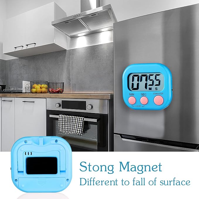 4Pieces Digital Kitchen Timer,Cooking Timer,Countdown Timer Big Digits,Loud Alarm Timers,Magnetic Back and ON/Off Switch,Classroom Timers for Teachers Kids,Minute Second Count Up Countdown.