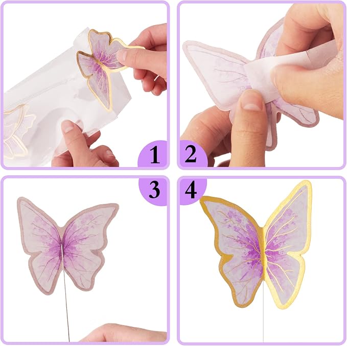 22-Pieces Butterfly Cake Decorations With Happy Birthday Acrylic Cake Toppers for Baby Shower Wedding Birthday Party Decor (Orange)