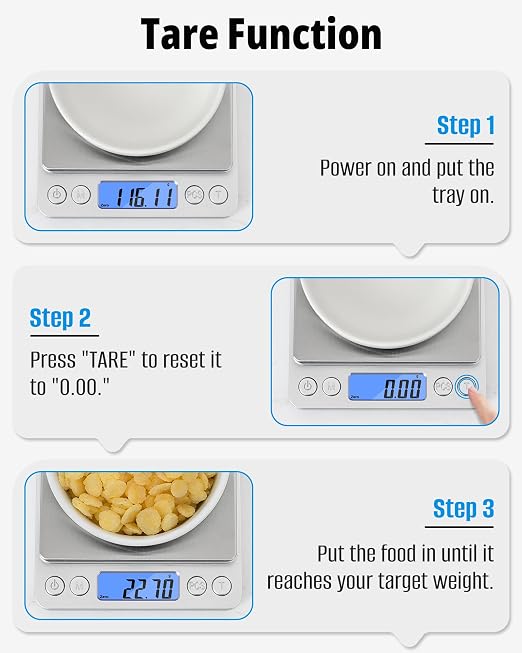 Gram Scale 500g x 0.01g Precision, Digital Mini Pocket Size Portable Scale with Two Trays Nine Units, LCD Display Stainless Steel Platform for Weighing Jewelry Cooking Baking