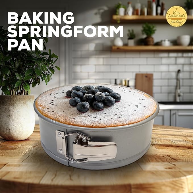 Mrs. Anderson's Baking Springform Pan, Carbon Steel with Quick-Release Non-Stick Coating, PFOA Free, Round, 10-Inches