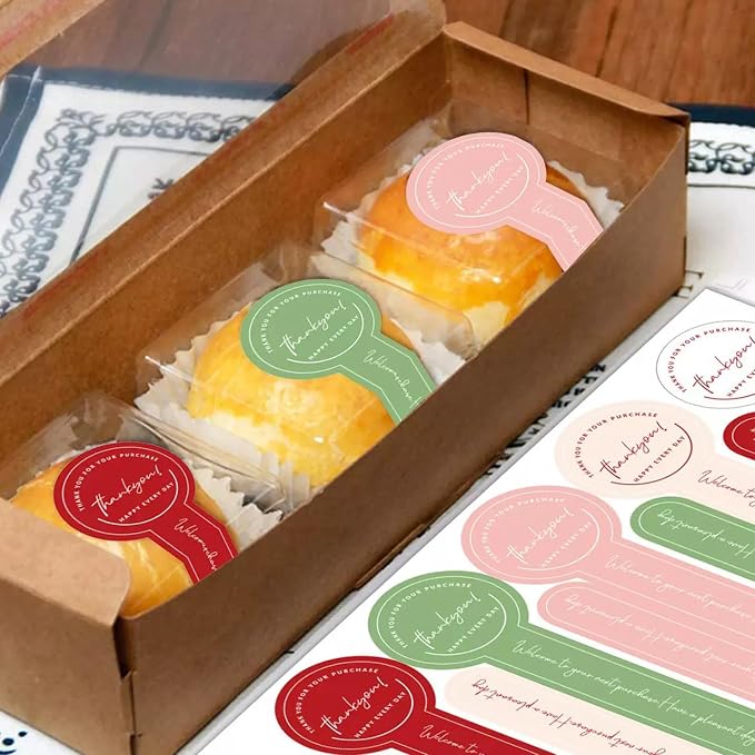 300pcs Multicoloured Handmade Food Baking Label Stickers for Baked Goods Packaging (Styled)