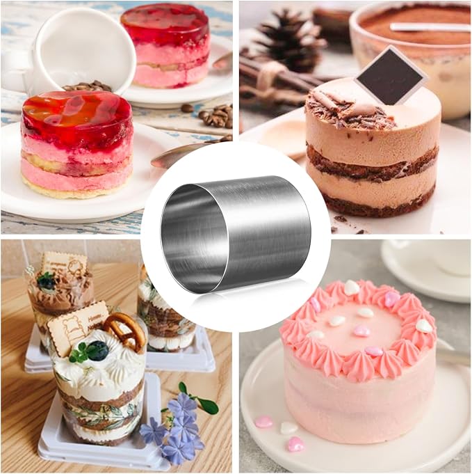 OUNONA 1.97 Inch Round Biscuit Cutter, Stainless Steel Mini Cake Mold Cookies Donut Cutter, Professional Baking Dough Tools, Pastry Ring Mold for DIY Desserts, Biscuits, Mousse, Donuts, Muffins