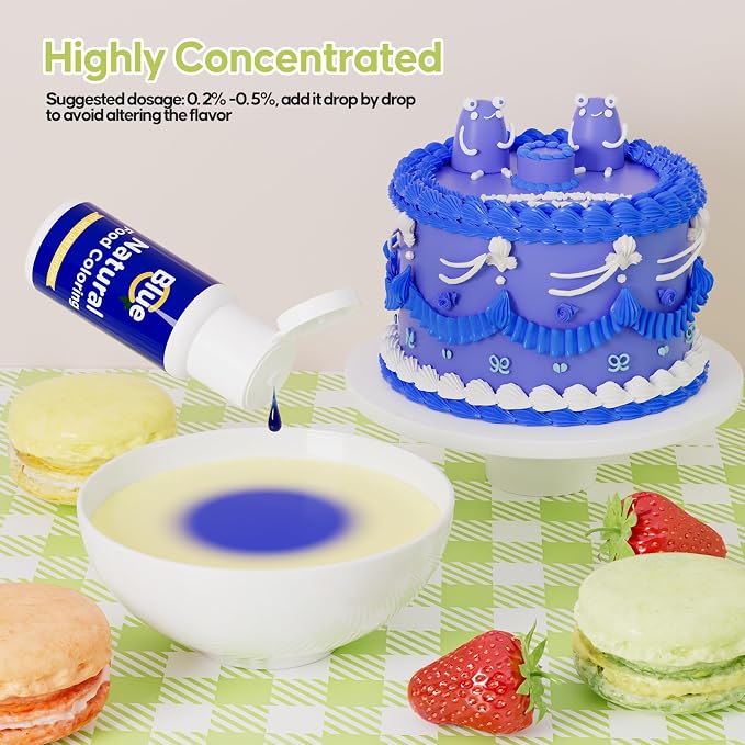 Natural Food Coloring- 20 Milliliters Dye Free Natural Food Coloring, FD&C & Artificial Dye Free Formula for Baking, Icing and Cooking, Cakes, Cupcakes, Frosting，Easter Eggs & Holiday Treats (BLUE)