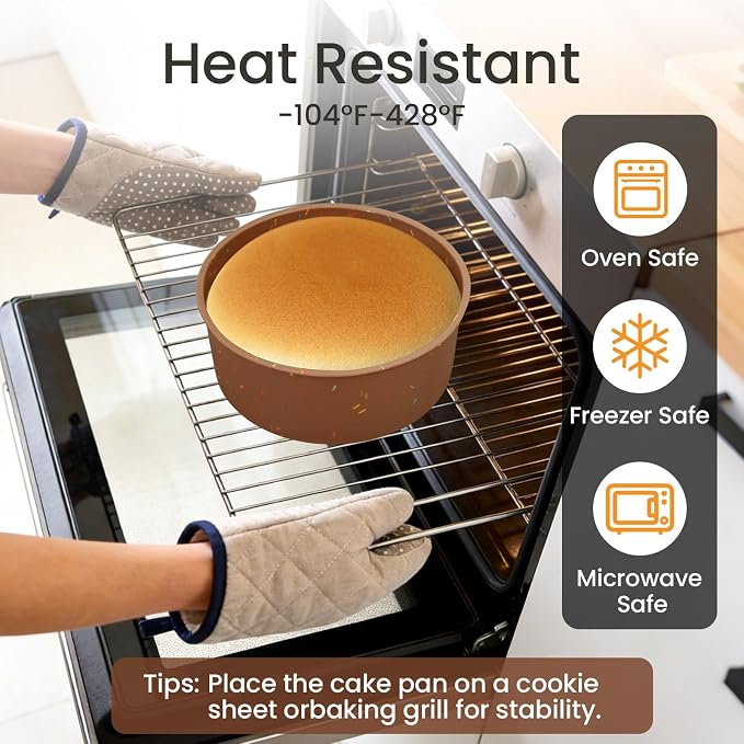 6 Inch Silicone Cake Pan, 4 Pcs Silicone Round Cake Pans, Nonstick Baking Mold BPA Free Dishwasher Safe, Great for Layer Cake, Cheese Cake, Chocolate Cake