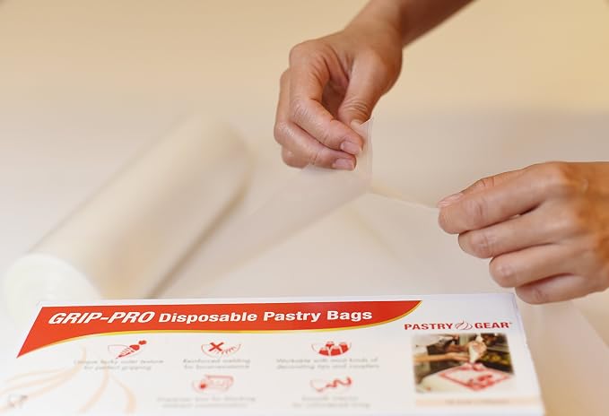 PastryGear Grip-Pro 21-Inch Nonskid Ultra Thick Disposable Pastry/Decorating/Piping Bags with Dispenser - 100 Pcs