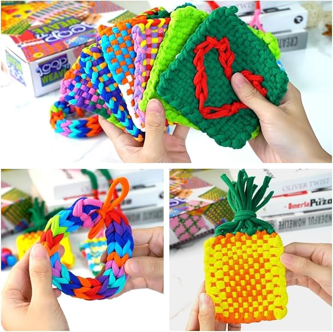 Weaving Loops for Potholder Loom, 12 Vibrant Colors Nylon Refill Kit, DIY Craft Gift Set for Girls and Boys, Compatible with 7 and 10 Inch Weaving Looms