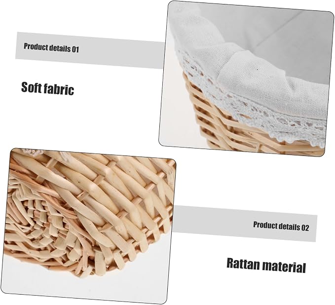 1pcs Hand Woven Rattan Basket Cloth Lining Multipurpose Storage Organizer for Bread Fruits and Picnic Essentials Lightweight Design for Easy Carrying