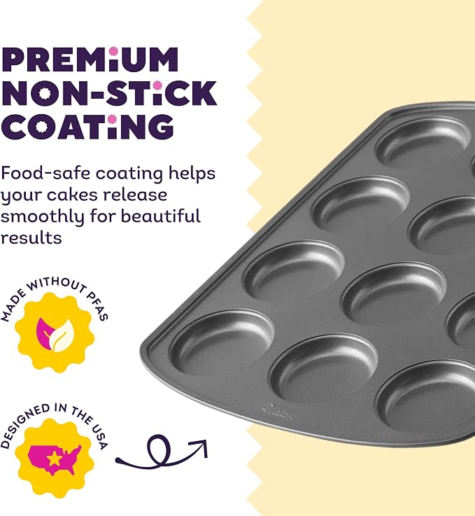 Wilton Gold Non-Stick Muffin Top Pan - Perfect for Muffin Tops, Egg Bites & Mini Layered Cakes - Made without PFAS & Scratch Resistant - 11 x 16 Inch