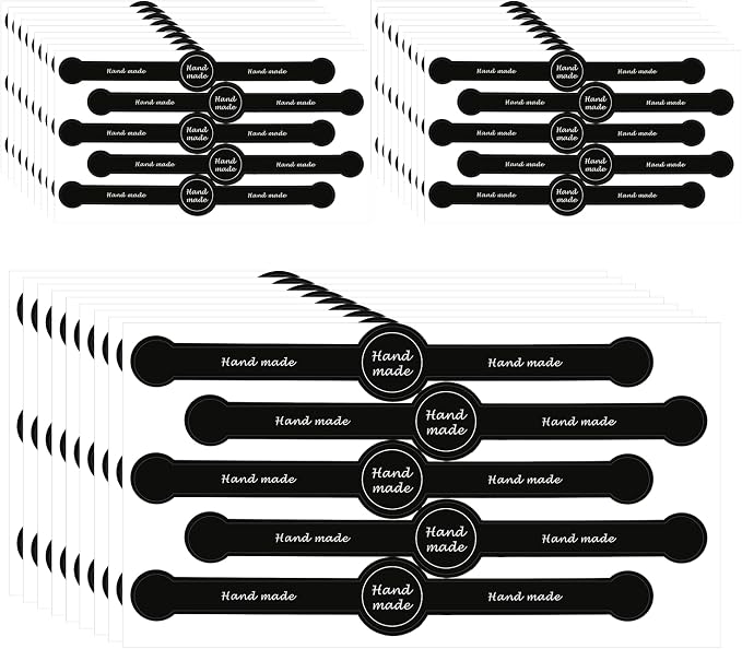 250 Pcs 50 Sheets Handmade Food Baking Seal Sticker Black Long Strip 7.1"x1" Seals Stickers for Bakery Tamper Evident Labels for Food Packaging Cake Boxes Jar
