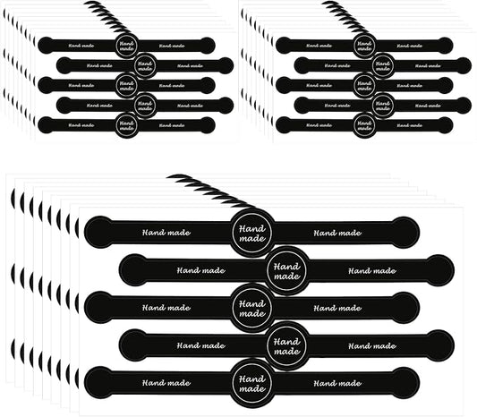250 Pcs 50 Sheets Handmade Food Baking Seal Sticker Black Long Strip 7.1"x1" Seals Stickers for Bakery Tamper Evident Labels for Food Packaging Cake Boxes Jar