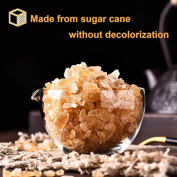 KachiKachi Yellow Rock Sugar - 9.8oz | 280g, Made of Cane, Small Grains | Brown Sugar Cubes | Old-fashioned | Polycrystalline, for pho Coffee Tea Baking Stews, 黄冰糖