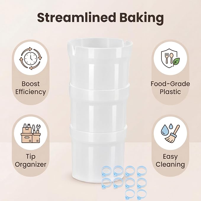 1-Pack Pastry Bag Holder Cake Decorating Supplies with Piping Tip Organizer & Piping Bag Clips, Perfect for Dessert Icing & Pastry Baking