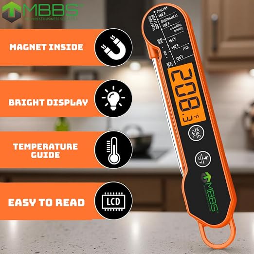 Instant Read Meat Thermometer for Cooking | Waterproof IP67 & Ultra Fast | Digital Food Thermometer for Grill, Kitchen, BBQ Smoker,(∘C/∘F Switchable)