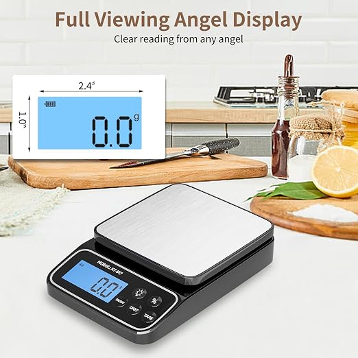 SEMIER Food Scale, Digital Kitchen Scale, 5kg/11lb Baking Scale for Precise Weight Measuring and Portion Control with% Percentage Function, USB Rechargeable, Stainless Steel Pan