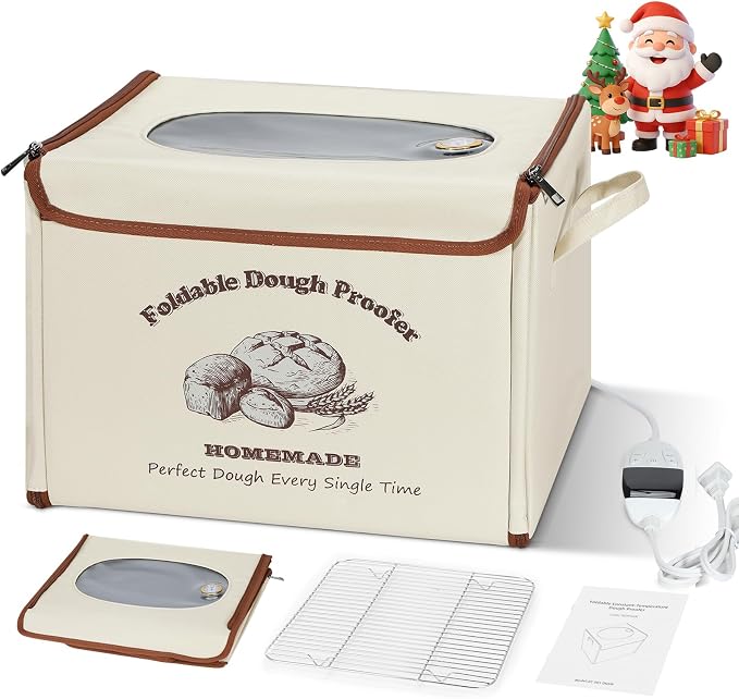 Foldable Bread Proofing Box for Sourdough,50°F-130°F Temp Controlled Dough Proofer with 1-12H Digital Timer,Electric Proofing Container Sourdough Bread Baking Supplies for Home Baking,Yogurt Making