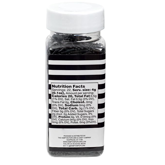 Black Sprinkles Jimmies 3.17 oz, Sprinkles For Cake Decorating, Cake Sprinkles, Sprinkles For Baking, Ice Cream & More, The Hampton Candy Company