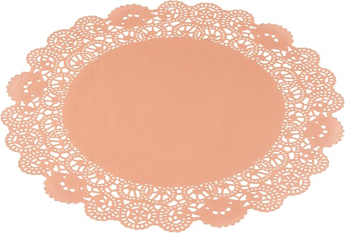 Restaurantware-Pastry Tek 12 x 12 Inch Paper Lace Doilies, 4000 Disposable Table Doilies - Elegant Lace Finish, Long Lasting, Coral Paper Placemat, for Pastries, Cupcakes, Desserts