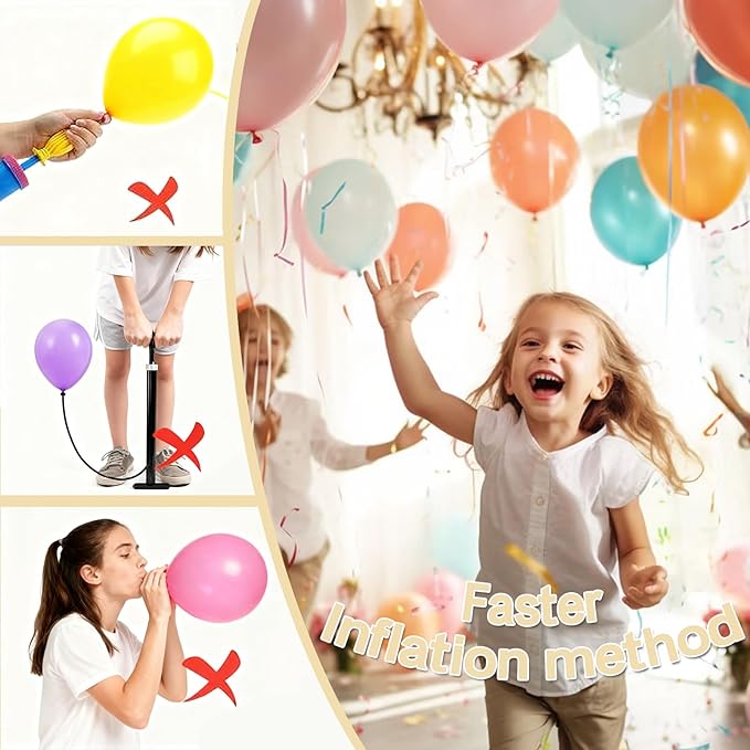 4-in-1 Electric Balloon Pump for All Balloons, Inflatables, and Sports Balls, Portable High Power Triple Inflating Ports for Latex Foil 260q Mylar Balloon