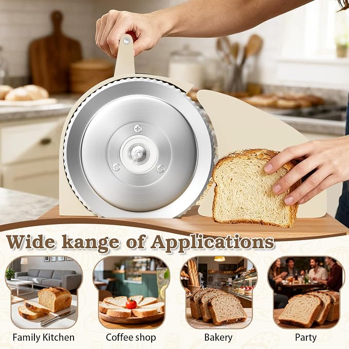 Manual Adjustable Bread Slicer Homemade Sourdough Bread Cutter with Scale Line, Bottom Suction Cup, with Clip and Plate (White)