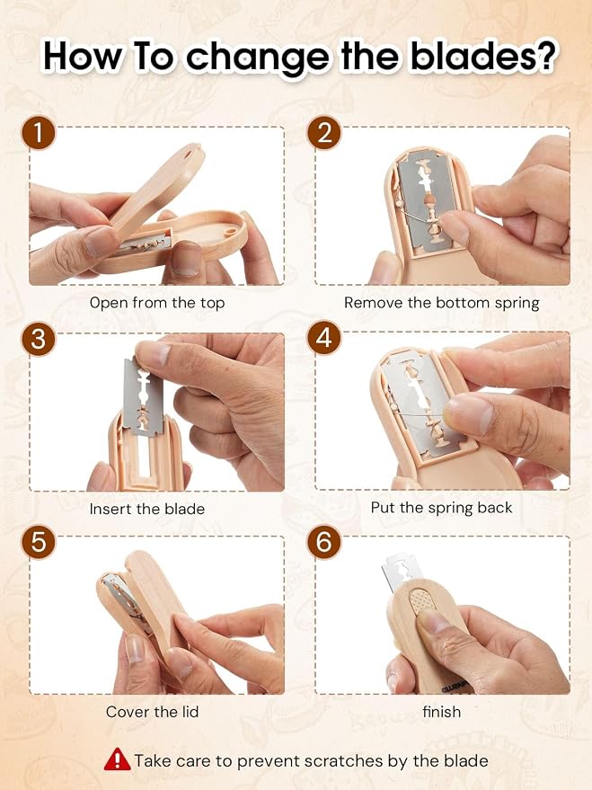 CLUEAPOP Extractable & Magnetic Bread Lame Dough Scoring Tool - Professional Sourdough Scoring Tool - Sourdough Bread Baking & Bread Scoring Tool - Scoring Patterns Booklet & 5 Razor Blades