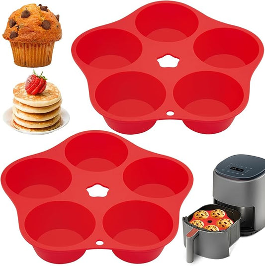 Air Fryer Muffin Pan Egg Bite Silicone Round Mold for Oven Baking,Muffin Tins Cups Cake Tray for Air Fryer Liners Basket Instant Pot Baking Muffin Pancake Accessories 2PCS AB-01