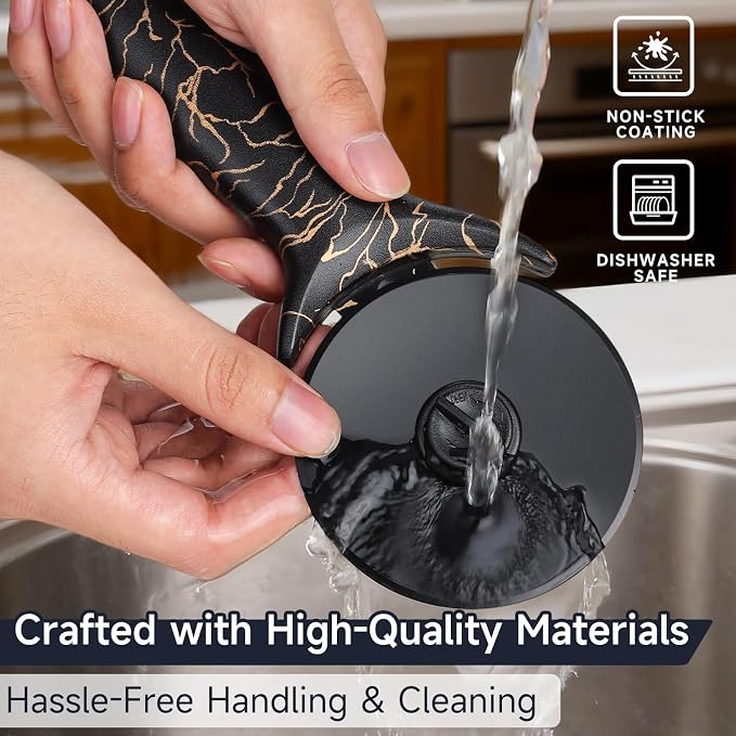 pizza cutter wheel with Removable and Washable Blade - Perfect for pizza Rolls, Pastry, Cheese, and cakes - Easy to Clean and Replace - Non-slip Grip for Smooth Cutting 8.47 Inches (White)