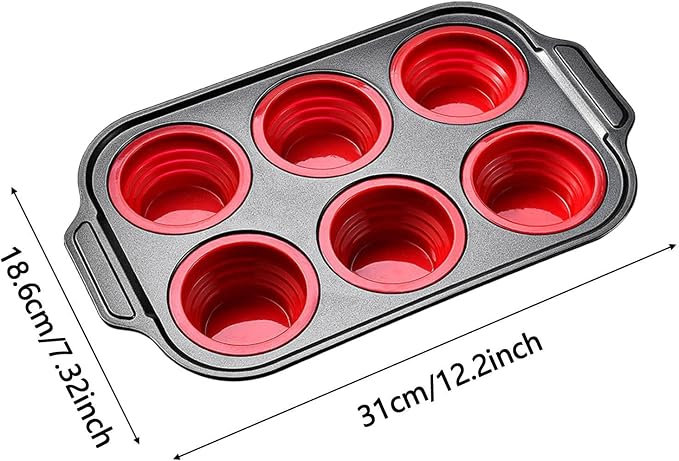 Silicone Muffin Pans - Easy Release Reusable, Cupcake Baking Tray, Donut Mold Set, Oven Air Fryer Pan With Nons Stick Flexible Design | Silicone Muffin Pans For Breakfast Cooking Dessert Treat Cupcake