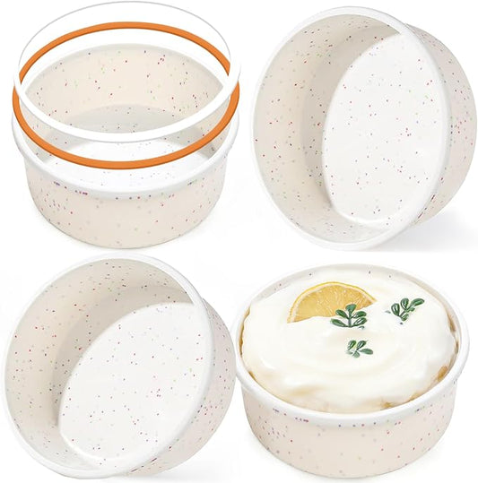 4 Inch Silicone Round Cake Pans with Metal Reinforced Frame, Nonstick Mini Smash Cake Molds for Baking, BPA Free – Set of 4 for Baby's First Birthday, Small Cakes, Desserts (Cream)