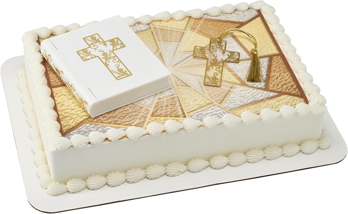 Religious Bible and Cross Cake Topper