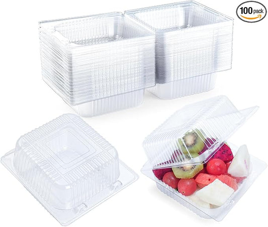 Evnlo 50 Count Clear Plastic Containers with Lids for Food, Thickened Disposable Sandwich Containers Clamshell Boxes for Cake Slice, Dessert, Hamburger, Salad, Pastry, Fruits, Takeout Tray