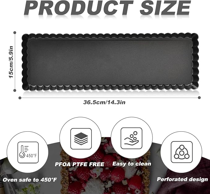 14 Inch 2pc Rectangular Tart Pan Set, Tiramisu Cake Pan, Long Non-Stick Quiche Pan with Loose Bottom, for Baking Desserts, Send Goods from Local Warehouse