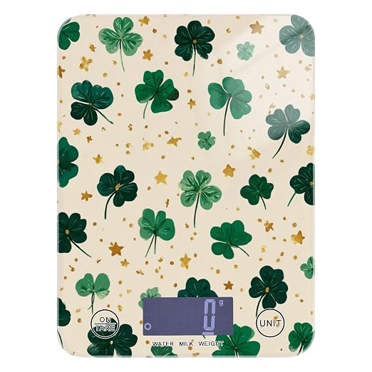 Food Scale Kitchen Scale for Baking Cooking Digital Food Weighing Measuring Scale Small Waterproof Electric Food Scale Green Clovers and Stars