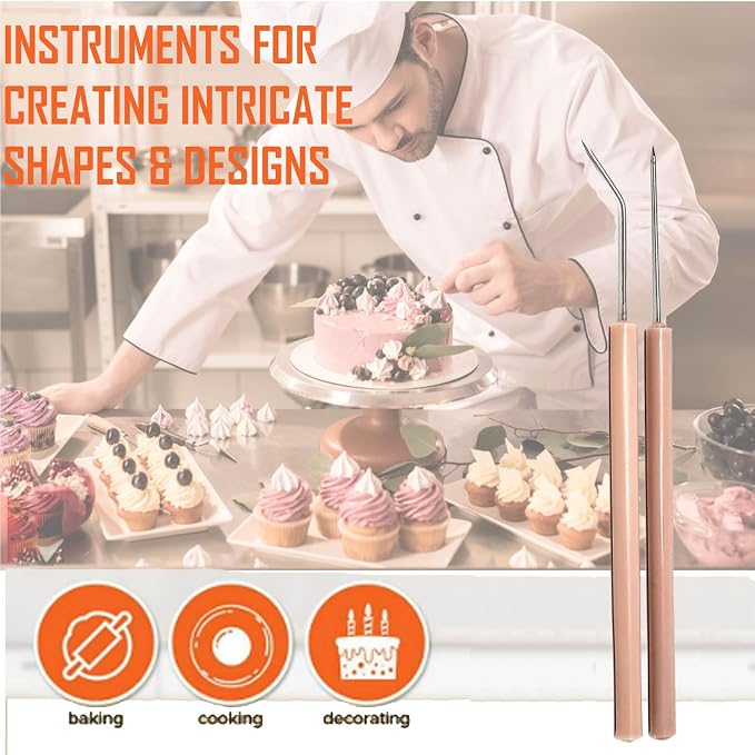 A2Z-Cookie Scribe Tool Stir Needle Cookie Decorating Tool, DIY Baking Pin Whisk Spatula Stainless Steel Needle Biscuit Shaping Icing Pin Scribe Modeling Tool - for Icing & Fondant Shaping (12 Pcs Mix)