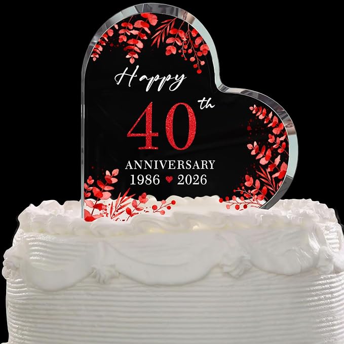 40th Anniversary Cake Topper Acrylic,40th Anniversary Decorations & Keepsake Gift for Couples(40th Anniversary)