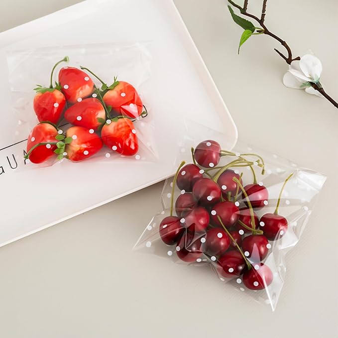 Morepack Self Sealing Cellophane Bags,200 Pcs Clear Cookie Bags Resealable Cellophane Bag for Packaging Bakery,Favors, (4"x4", No Stickers, Bows)