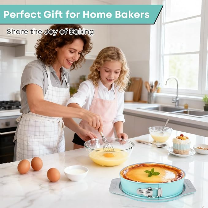 10 Inch Springform Pan - Groove-Seal Design Prevents Batter Leaks, No Foil Needed, Nonstick Cheesecake Pan with Removable Tray & Handles, Aluminized Steel, PFOA-Free for Cheesecake, Mousse