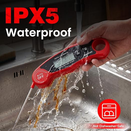 Meat Thermometer Digital, 1 Sec Instant Read, ±0.5°F, Waterproof | IPX5 Waterproof, Large Backlit Display, Magnetic Back, 4.1-Inch Probe, for Grilling, BBQ, Smoker and Cooking