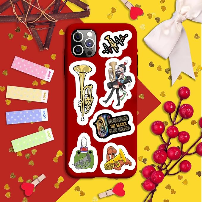 100Pcs Baritone Stickers for Water Bottle and Laptop - Baritone Party Supplies & Decorations, Waterproof Vinyl Decals, Musical Instrument and Band Stickers, Gifts for Women & Men