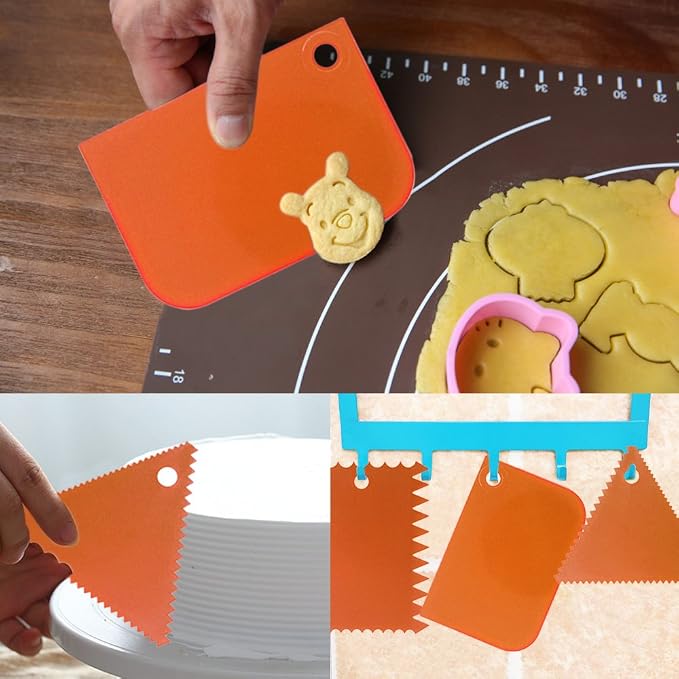 Cake Scraper Smoother Tool Set, DaKuan 12 pcs Cake Smoothing Cutter Plate Tool Combo, Cake Icing Scrapper Cake Edge Decorating Tool