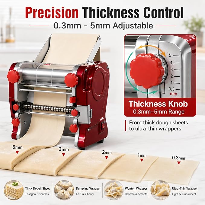 XINGYUEXUAN Electric Pasta Making Machine Commercial Noodle Spaghetti Maker Dough Roller with 2mm/6mm Cutter