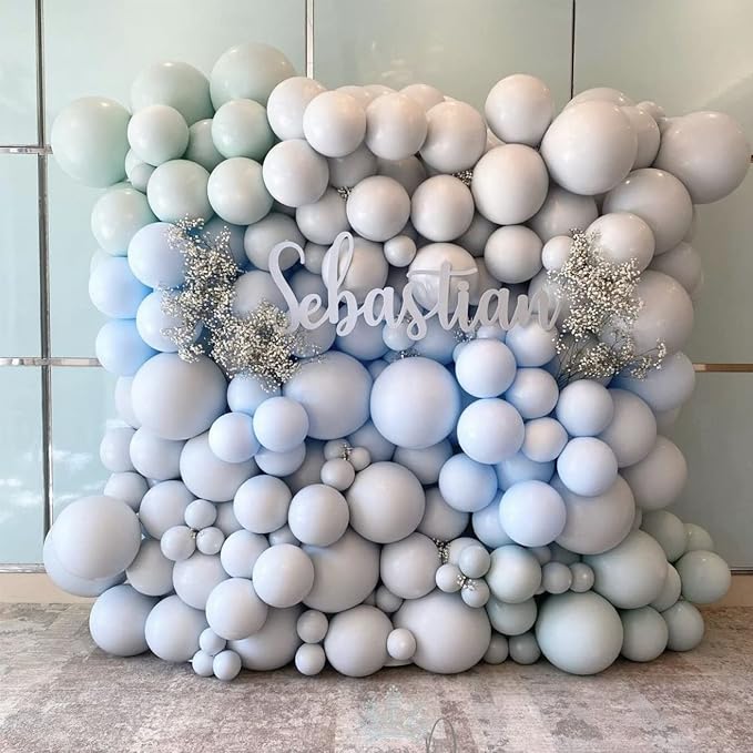 Voircoloria 130pcs Dusty Blue Balloons Different Sizes 18" 12" 10" 5" Slate Blue Balloons for Boys Girls Baby Shower Wedding Anniversary Graduation Engagements Birthday Party Decorations