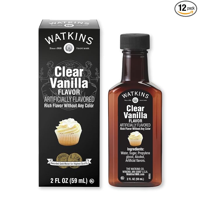 Watkins Clear Vanilla Flavor, 2 Fl. Oz. (Pack of 12) (Packaging may vary)