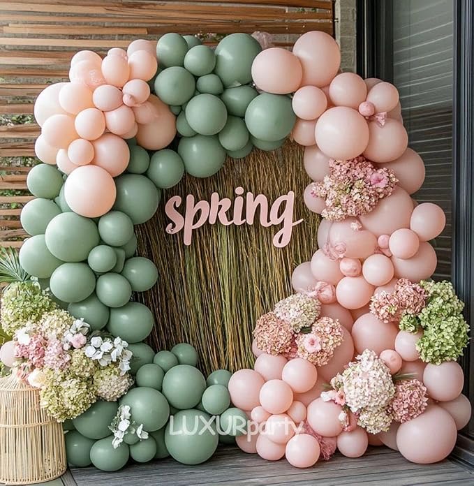 Dusty Green Balloon Garland Double Stuffed Sage Green Balloons Different Size Retro Balloon Arch Kit for Birthday Wedding Baby Shower Bridal Shower Engagement Party Decor