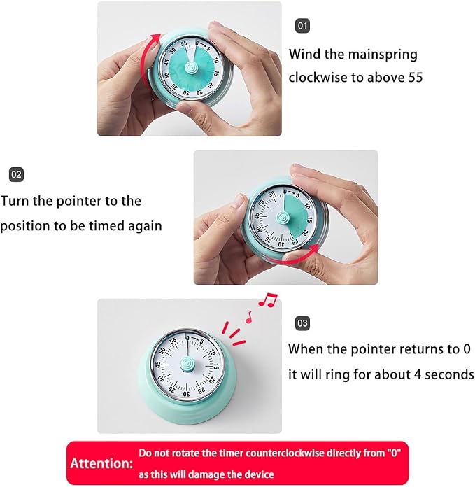Elegant Stainless Steel Vintage Kitchen Timer with Magnetic Attachment - 60-Minute Countdown & Audible Alarm, Perfect for Cooking, Office Tasks, and Study Sessions (01-Purple)