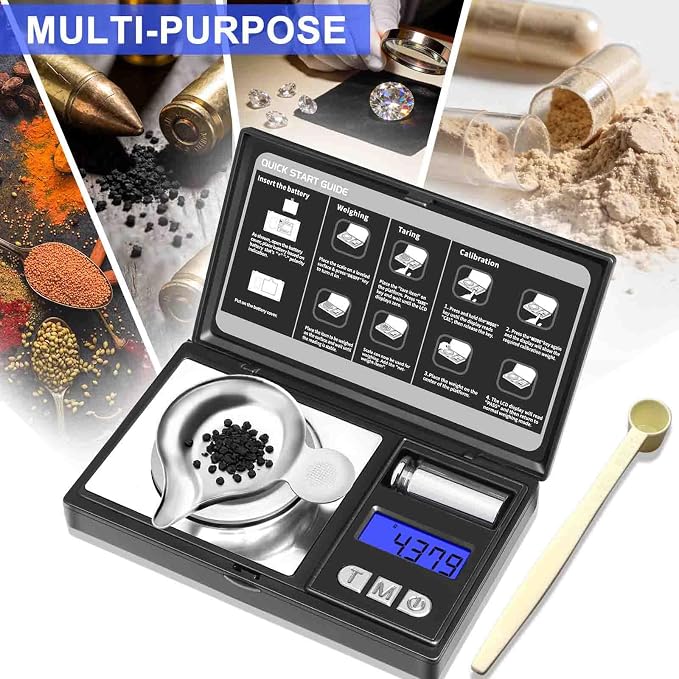 THINKSCALE Milligram Scale 50g x 0.001g, Powder Scale 0.001g Accuracy | Micro Scale for Weighing Powders & Jewelry, 50g Calibration Weight for Mg Scale, 6 Units, Tare, LCD Display