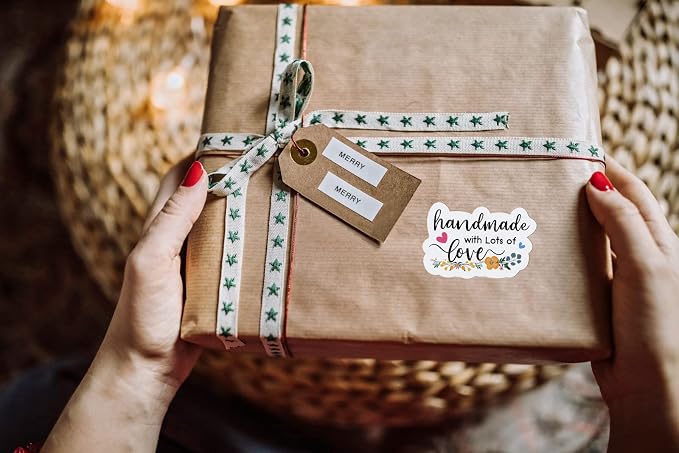 500 PCS Cute Handmade with Lots of Love Thank You Stickers,Funny Small Business Envelopes Stickers for Business Packages Bags, Online Retailers Small Shop Mail Envelopes